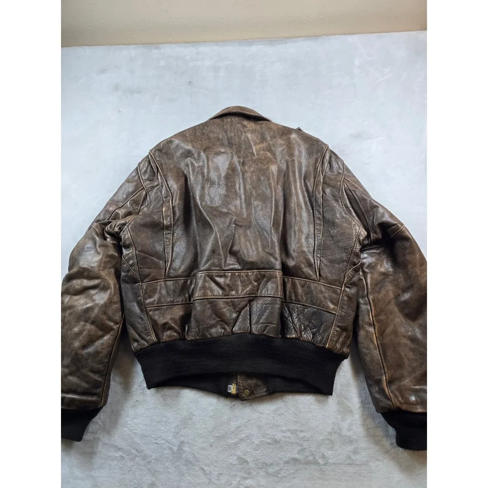 Schott NYC Flight Jacket Mens Large 44 Brown Leather I.S.674.M.S Vintage Bomber